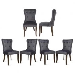 Gray Upholstered Dining Chair (Set of 6) by Wateday