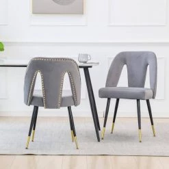Gray Velvet Upholstered Dining Side Chair (Set of 2) by Wateday 13 Gray Velvet Upholstered Dining Side Chair (Set of 2) by Wateday -Wateday Sales Store gray wateday dining chairs yj yuki9596766 31 1000