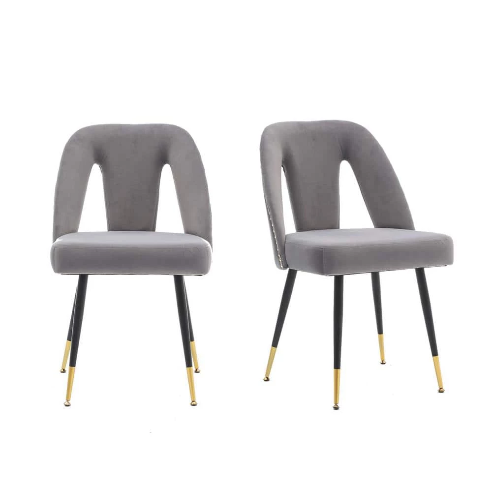 Gray Velvet Upholstered Dining Side Chair (Set of 2) by Wateday 1 Gray Velvet Upholstered Dining Side Chair (Set of 2) by Wateday