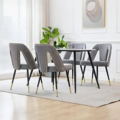 Gray Velvet Upholstered Dining Side Chair (Set of 2) by Wateday 9 Gray Velvet Upholstered Dining Side Chair (Set of 2) by Wateday -Wateday Sales Store gray wateday dining chairs yj yuki9596766 c3 1000