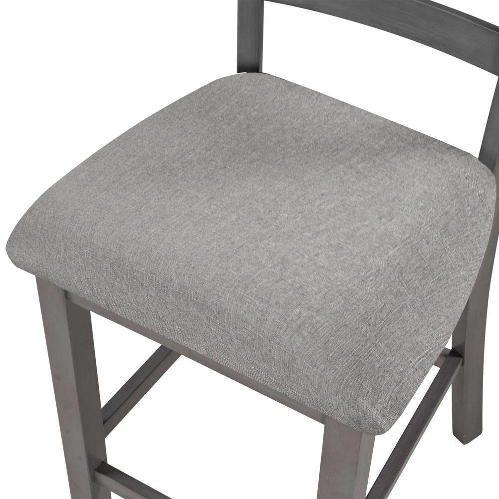 5-Piece Gray Wood Top Bar Table Set Dining Room Set Seats 4 by Wateday 5 5-Piece Gray Wood Top Bar Table Set Dining Room Set Seats 4 by Wateday - Image 5