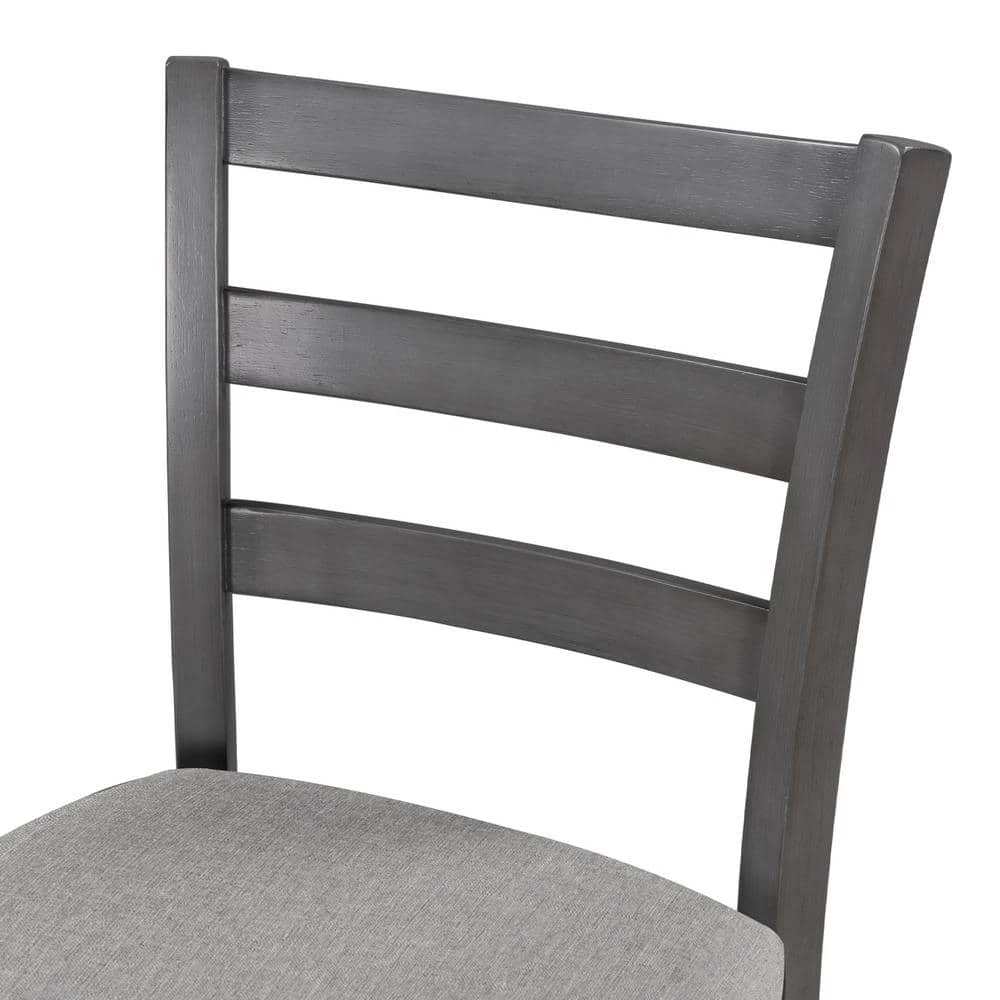 5-Piece Gray Wood Top Bar Table Set Dining Room Set Seats 4 by Wateday 6 5-Piece Gray Wood Top Bar Table Set Dining Room Set Seats 4 by Wateday - Image 6