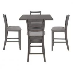 5-Piece Gray Wood Top Bar Table Set Dining Room Set Seats 4 by Wateday 10 5-Piece Gray Wood Top Bar Table Set Dining Room Set Seats 4 by Wateday -Wateday Sales Store gray wateday dining room sets yj yuki9596874 c3 1000