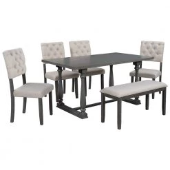 6-Piece Gary Wood Top Bar Table Set Dining Room Set Seats 6 by Wateday