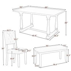 6-Piece Gary Wood Top Bar Table Set Dining Room Set Seats 6 by Wateday -Wateday Sales Store gray wateday dining room sets yj yuki9596877 fa 1000