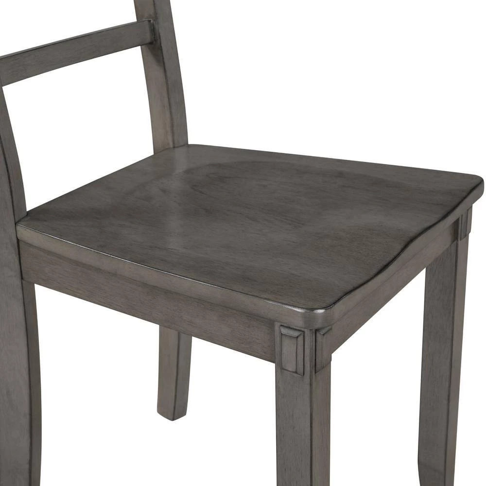 5-piece Gray Wood Top Bar Table Set Dining Room Set Seats 4 by Wateday 5 5-piece Gray Wood Top Bar Table Set Dining Room Set Seats 4 by Wateday - Image 5