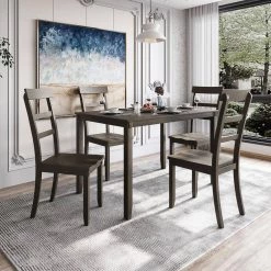 5-piece Gray Wood Top Bar Table Set Dining Room Set Seats 4 by Wateday 15 5-piece Gray Wood Top Bar Table Set Dining Room Set Seats 4 by Wateday -Wateday Sales Store gray wateday dining room sets yj yuki9596881 31 1000