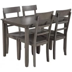 5-piece Gray Wood Top Bar Table Set Dining Room Set Seats 4 by Wateday 10 5-piece Gray Wood Top Bar Table Set Dining Room Set Seats 4 by Wateday -Wateday Sales Store gray wateday dining room sets yj yuki9596881 c3 1000