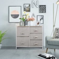 5-Drawer Gray Dresser Storage Tower (30.30 in. H x 32.70 in. W x 11.40 in. D) by Wateday -Wateday Sales Store gray wateday dressers yj yuki9596743 31 1000