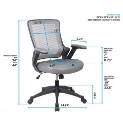 Gray Mid-Back Mesh Executive Chair with Height Adjustable Arms by Wateday -Wateday Sales Store gray wateday executive chairs yj yuki9595034 1f 1000
