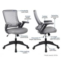 Gray Mid-Back Mesh Executive Chair with Height Adjustable Arms by Wateday -Wateday Sales Store gray wateday executive chairs yj yuki9595034 c3 1000
