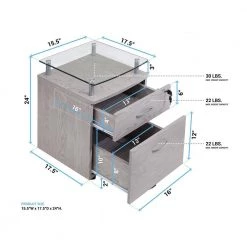 Gray File Cabine with Glass Top and Casters by Wateday -Wateday Sales Store gray wateday file cabinets yj yuki9596618 4f 1000