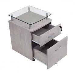 Gray File Cabine with Glass Top and Casters by Wateday -Wateday Sales Store gray wateday file cabinets yj yuki9596618 77 1000