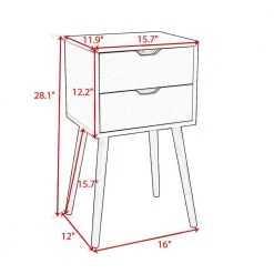 2-Drawer Gray Nightstand 28 in. H x 12 in. W x 16 in. D (Set of 2) by Wateday -Wateday Sales Store gray wateday nightstands yj yuki9595384 1f 1000