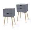 2-Drawer Gray Nightstand 28 in. H x 12 in. W x 16 in. D (Set of 2) by Wateday