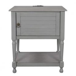 Two Built-in Shelves Cabinet Gray Nightstand with USB Charging Design, 27.5"H x 14.8"W x 21.2"L by Wateday