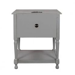 Two Built-in Shelves Cabinet Gray Nightstand with USB Charging Design, 27.5"H x 14.8"W x 21.2"L by Wateday -Wateday Sales Store gray wateday nightstands yj yuki9595408 66 1000
