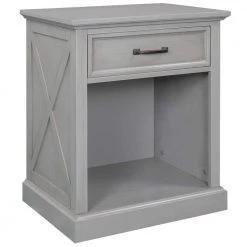 1-Drawer Gray Nightstand, 26"H x 15.9"W x 22"L by Wateday
