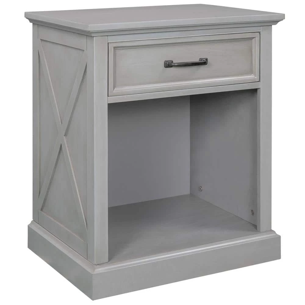 1-Drawer Gray Nightstand, 26"H x 15.9"W x 22"L by Wateday 1 1-Drawer Gray Nightstand, 26"H x 15.9"W x 22"L by Wateday