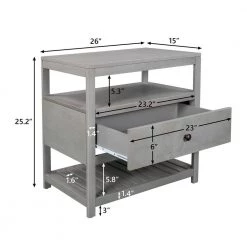 1-Drawer Gray Nightstand with Open Shelf, 25.2"H x 15"W x 26"L by Wateday -Wateday Sales Store gray wateday nightstands yj yuki9595411 1f 1000