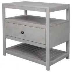 1-Drawer Gray Nightstand with Open Shelf, 25.2"H x 15"W x 26"L by Wateday