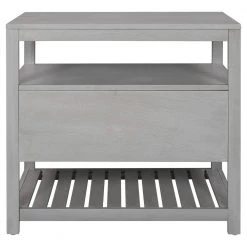 1-Drawer Gray Nightstand with Open Shelf, 25.2"H x 15"W x 26"L by Wateday -Wateday Sales Store gray wateday nightstands yj yuki9595411 66 1000