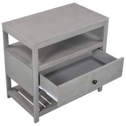 1-Drawer Gray Nightstand with Open Shelf, 25.2"H x 15"W x 26"L by Wateday -Wateday Sales Store gray wateday nightstands yj yuki9595411 c3 1000