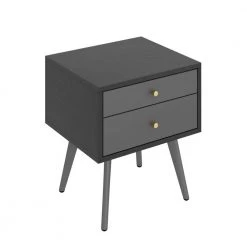 2-Drawer Gray Nightstand 17.72 in. H x 13.78 in. W x 15.75 in. D by Wateday