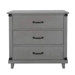3-Drawer Gray Nightstand 27.95 in. H x 27.4 in. W x 15.9 in. D by Wateday