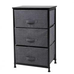 3-Drawer Gray Non-Woven Nightstand 27.95 in. H x 17.72 in. W x 11.81 in. D by Wateday