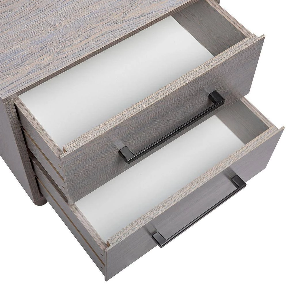 2-Drawer Gray Nightstand 23.60 in. H x 17.70 in. W x 13.80 in. D, Set of 2 by Wateday 4 2-Drawer Gray Nightstand 23.60 in. H x 17.70 in. W x 13.80 in. D, Set of 2 by Wateday - Image 4