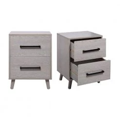 2-Drawer Gray Nightstand 23.60 in. H x 17.70 in. W x 13.80 in. D, Set of 2 by Wateday