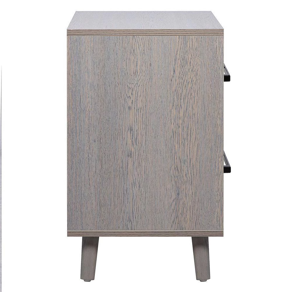 2-Drawer Gray Nightstand 23.60 in. H x 17.70 in. W x 13.80 in. D, Set of 2 by Wateday 2 2-Drawer Gray Nightstand 23.60 in. H x 17.70 in. W x 13.80 in. D, Set of 2 by Wateday - Image 2