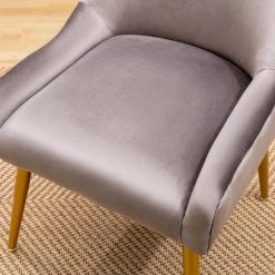 Modern Gray Velvet Office Chair with Swoop Arm Metal Legs by Wateday -Wateday Sales Store gray wateday office stools yj pp281998aad 1d 1000