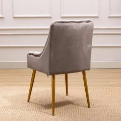 Modern Gray Velvet Office Chair with Swoop Arm Metal Legs by Wateday -Wateday Sales Store gray wateday office stools yj pp281998aad 66 1000