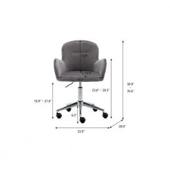 Gray Velvet Swivel Shell Office Chair with Non-adjustable Arms by Wateday -Wateday Sales Store gray wateday office stools yj yuki9595008 1f 1000