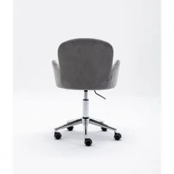 Gray Velvet Swivel Shell Office Chair with Non-adjustable Arms by Wateday -Wateday Sales Store gray wateday office stools yj yuki9595008 66 1000