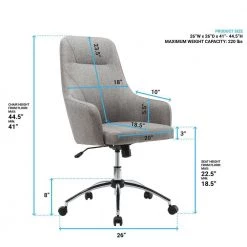 Gray Upholstered High Back Rolling Office Chair with Arms by Wateday -Wateday Sales Store gray wateday office stools yj yuki9595039 1f 1000