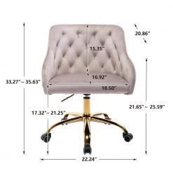 Gray Velvet Fabric Upholstered Office Chair with Arms by Wateday -Wateday Sales Store gray wateday office stools yj yuki9595048 1f 1000