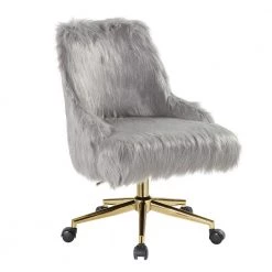 Gray Faux Fur Office Chair without Arm by Wateday