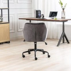 Gray Velvet Office Executive Chairs with Arms by Wateday -Wateday Sales Store gray wateday office stools yj yuki9596469 31 1000