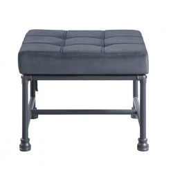 Gray Velvet Ottoman with Metal Base by Wateday
