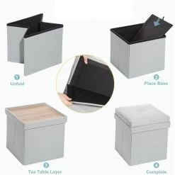 Gray Fabric Foldable Storage Ottoman by Wateday 9 Gray Fabric Foldable Storage Ottoman by Wateday -Wateday Sales Store gray wateday ottomans yj yuki9595854 4f 1000