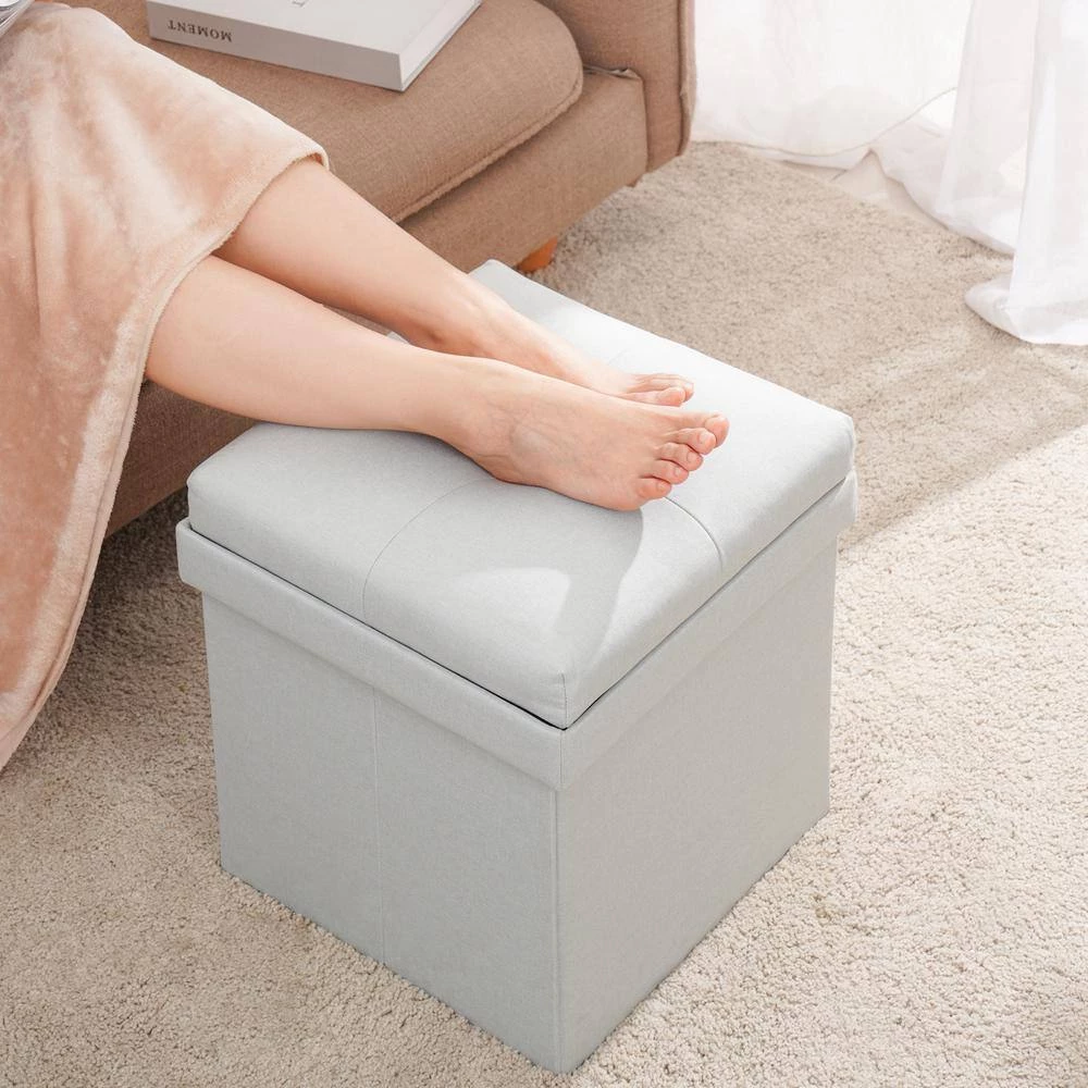 Gray Fabric Foldable Storage Ottoman by Wateday 2 Gray Fabric Foldable Storage Ottoman by Wateday - Image 2