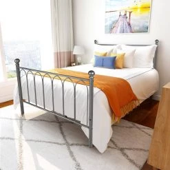 Gray Full Size Bed Frame by Wateday -Wateday Sales Store gray wateday panel beds yj yuki9596555 c3 1000