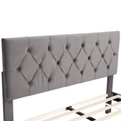 60.20 in. W Gray Queen Velvet Wood Frame Platform Bed with Storage Drawer by Wateday -Wateday Sales Store gray wateday platform beds yj yuki9597056 4f 1000