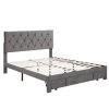60.20 in. W Gray Queen Velvet Wood Frame Platform Bed with Storage Drawer by Wateday
