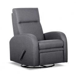 Gray Fabric Handle Manual Glider Swivel Recliner by Wateday