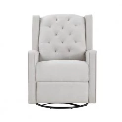 Gray Fabric Tufted Swivel Glider Recliner by Wateday