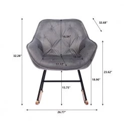 Gray Velvet Rocking Chair by Wateday -Wateday Sales Store gray wateday rockers gliders ottomans yj yuki9596071 44 1000